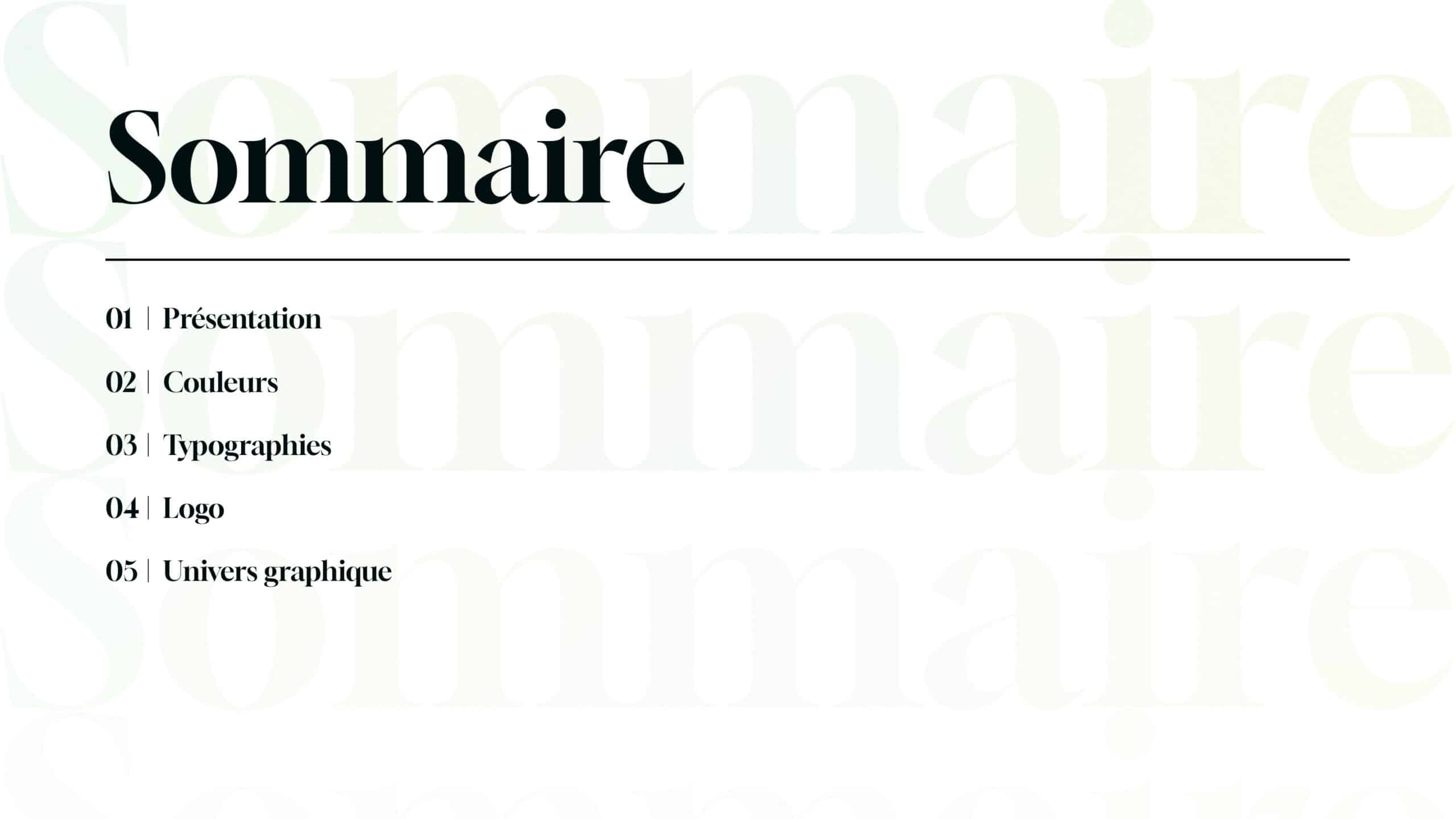 Charte graphique Aurélie Guccini - Sommaire