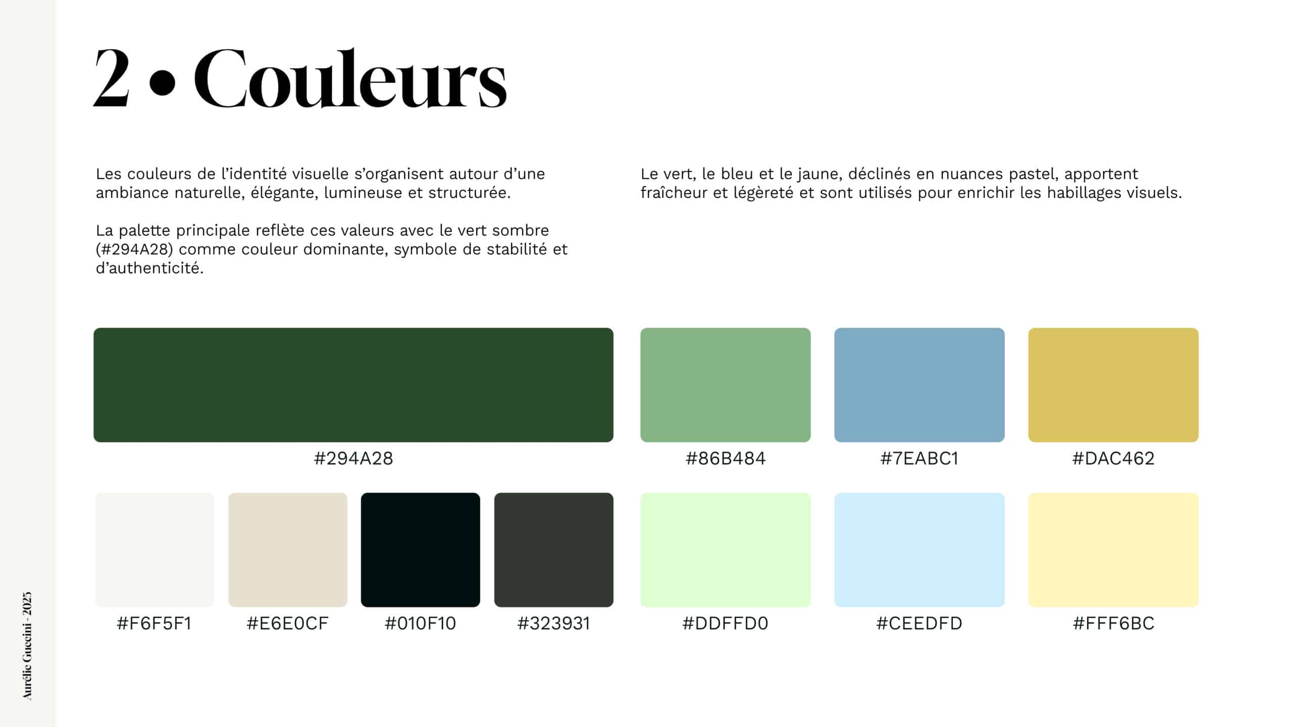 Charte graphique Aurélie Guccini - Couleurs