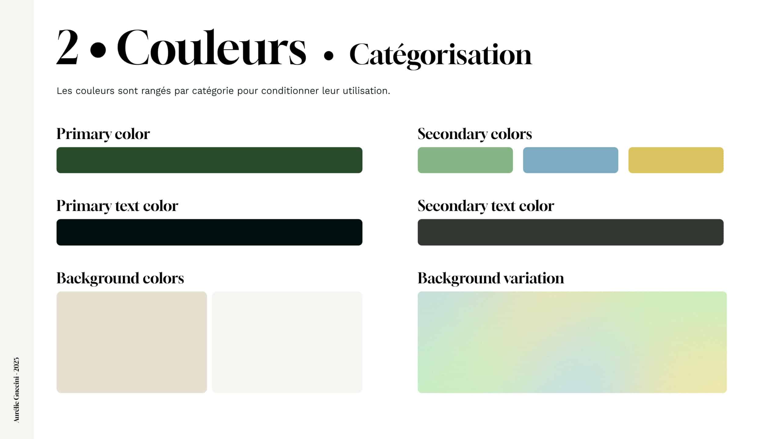 Charte graphique Aurélie Guccini - Couleurs