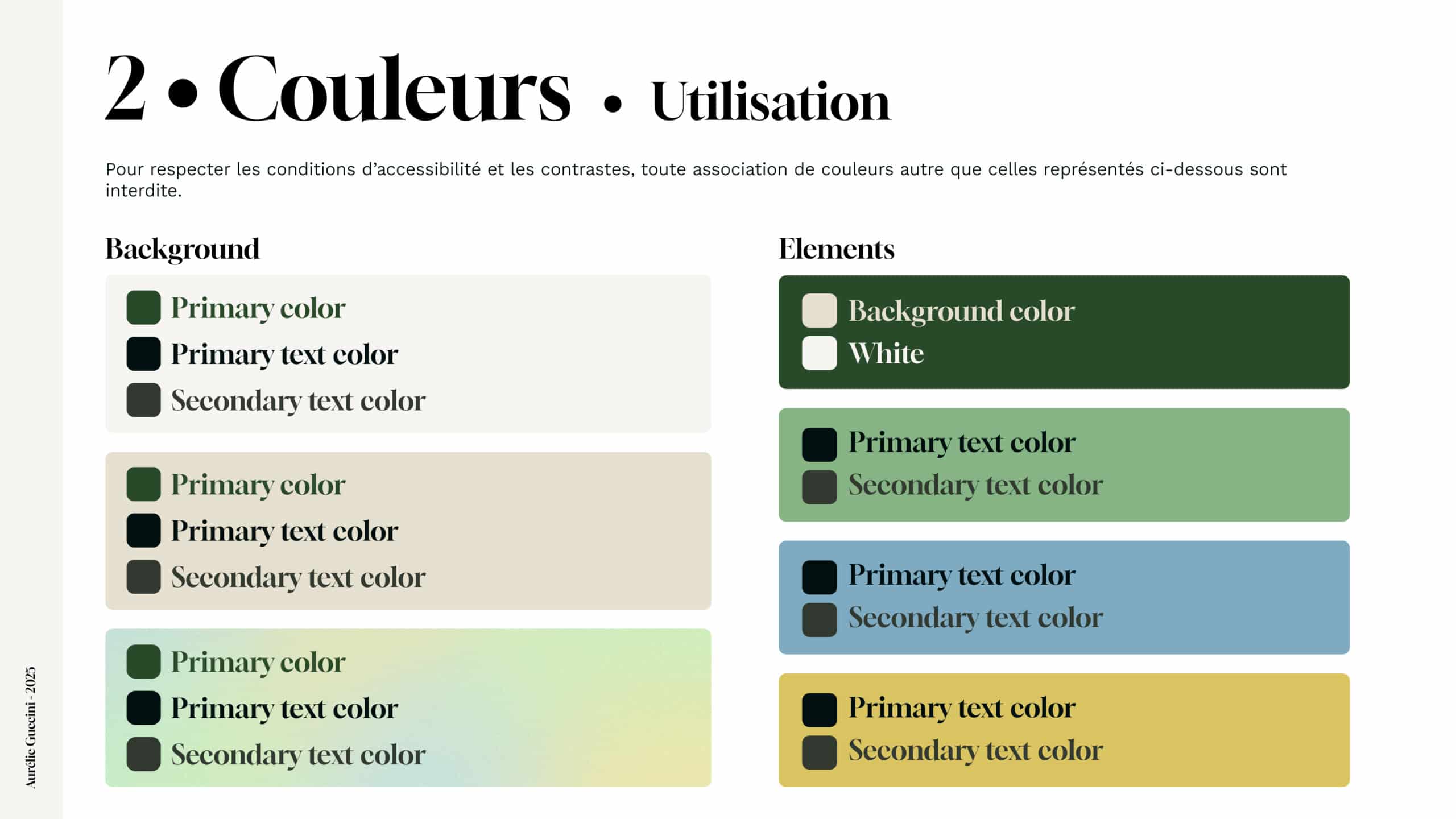 Charte graphique Aurélie Guccini - Couleurs