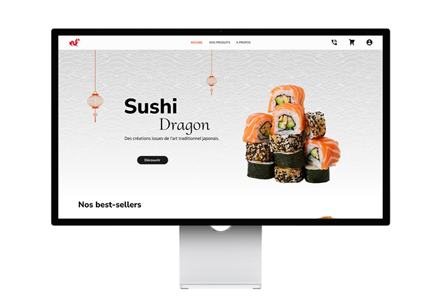 Mockup Desktop Sushi dragon conception ux ui design